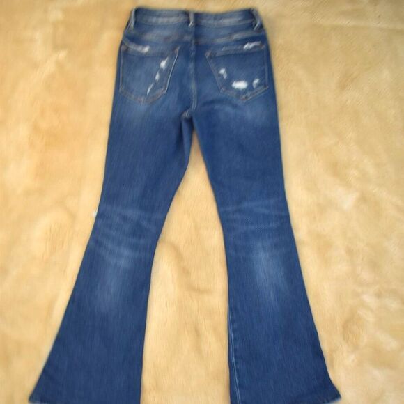 Flying Monkey Bell Bottom Flare Jeans Sz 25 Blue Highrise Distressed Button Fly - Picture 4 of 8